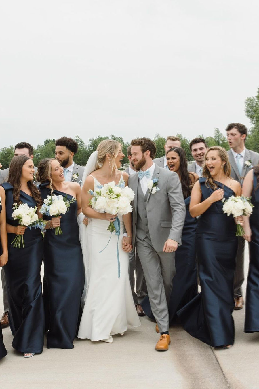 One Shoulder Dusty Blue Mermaid Bridesmaid Dresses