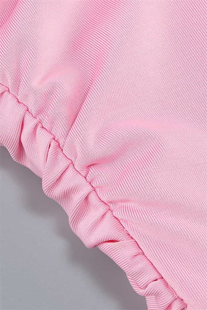One Shoulder Pink Back Tie Long Dress