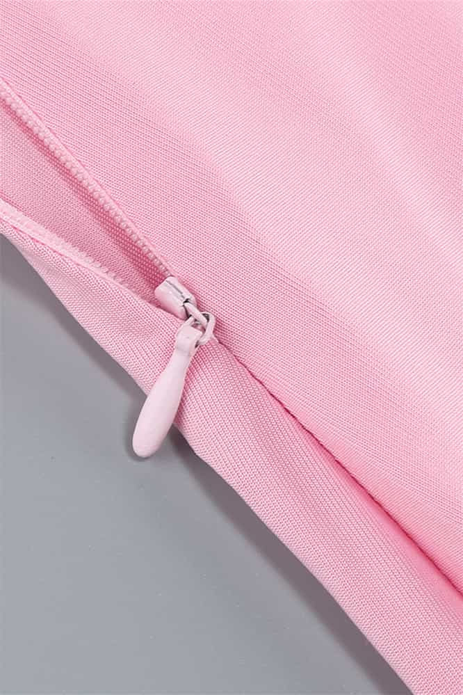 One Shoulder Pink Back Tie Long Dress