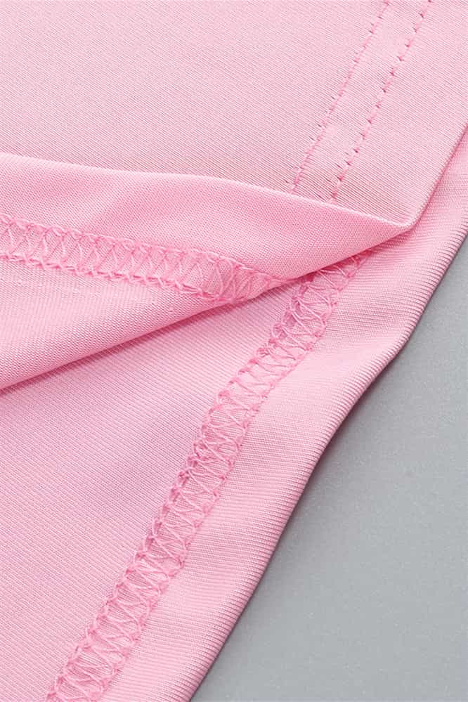 One Shoulder Pink Back Tie Long Dress