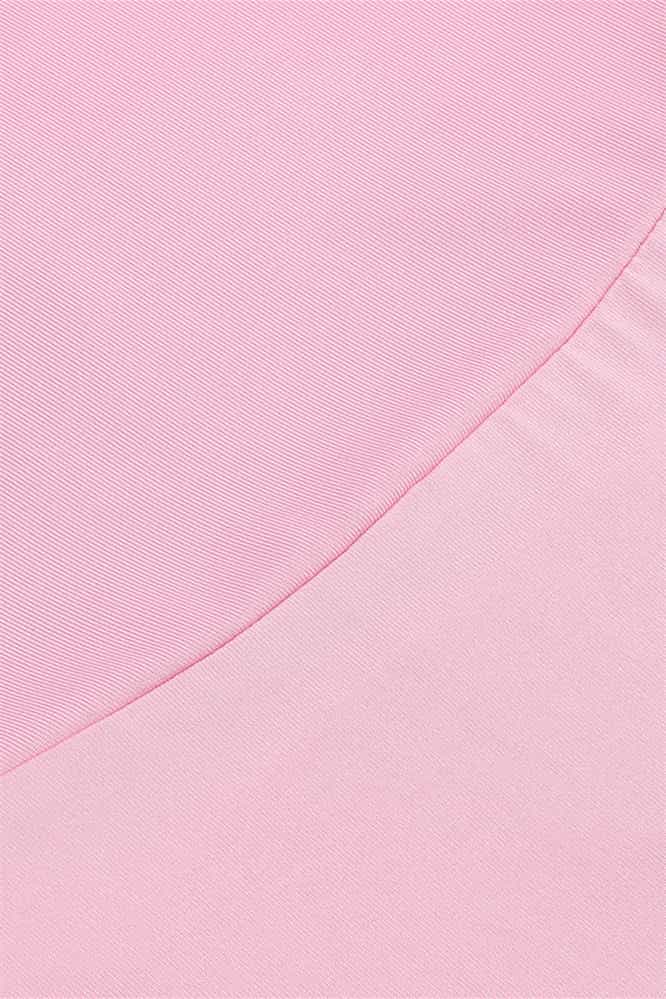 One Shoulder Pink Back Tie Long Dress