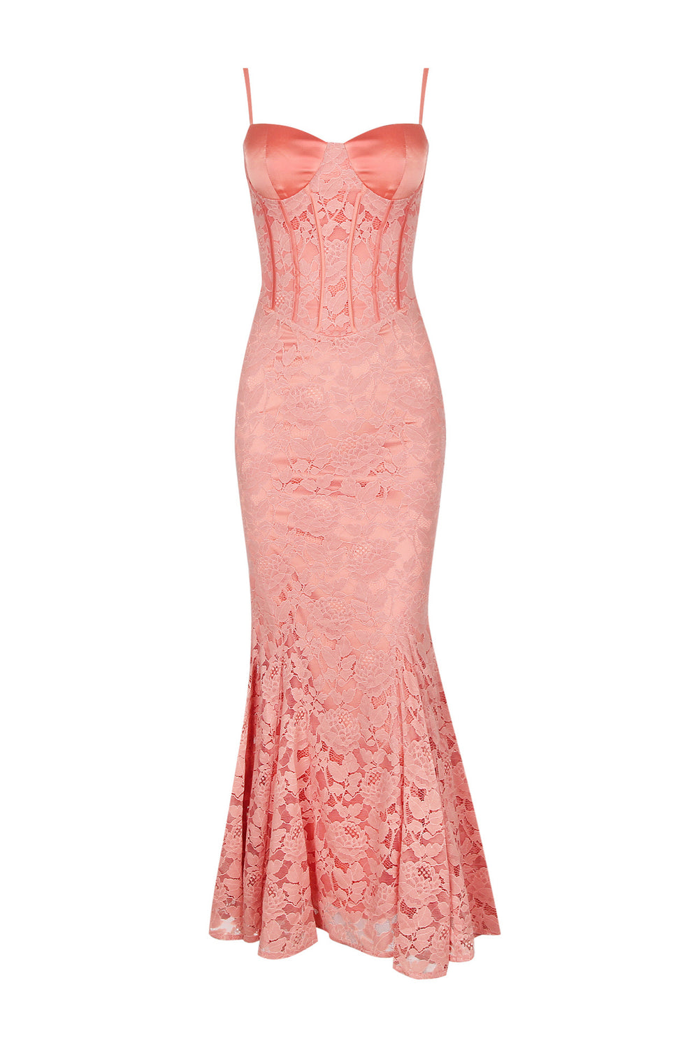 Orange Lace Mermaid Long Dress with Boning