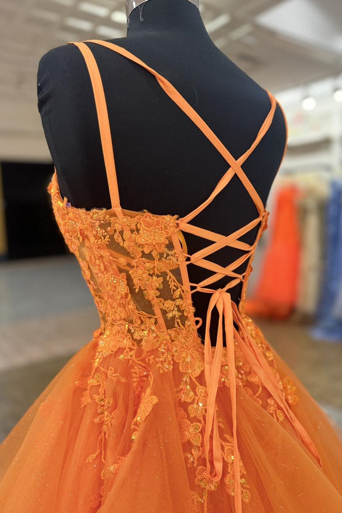 
                      
                        Orange Appliques Tulle Tiered Long Formal Dress
                      
                    