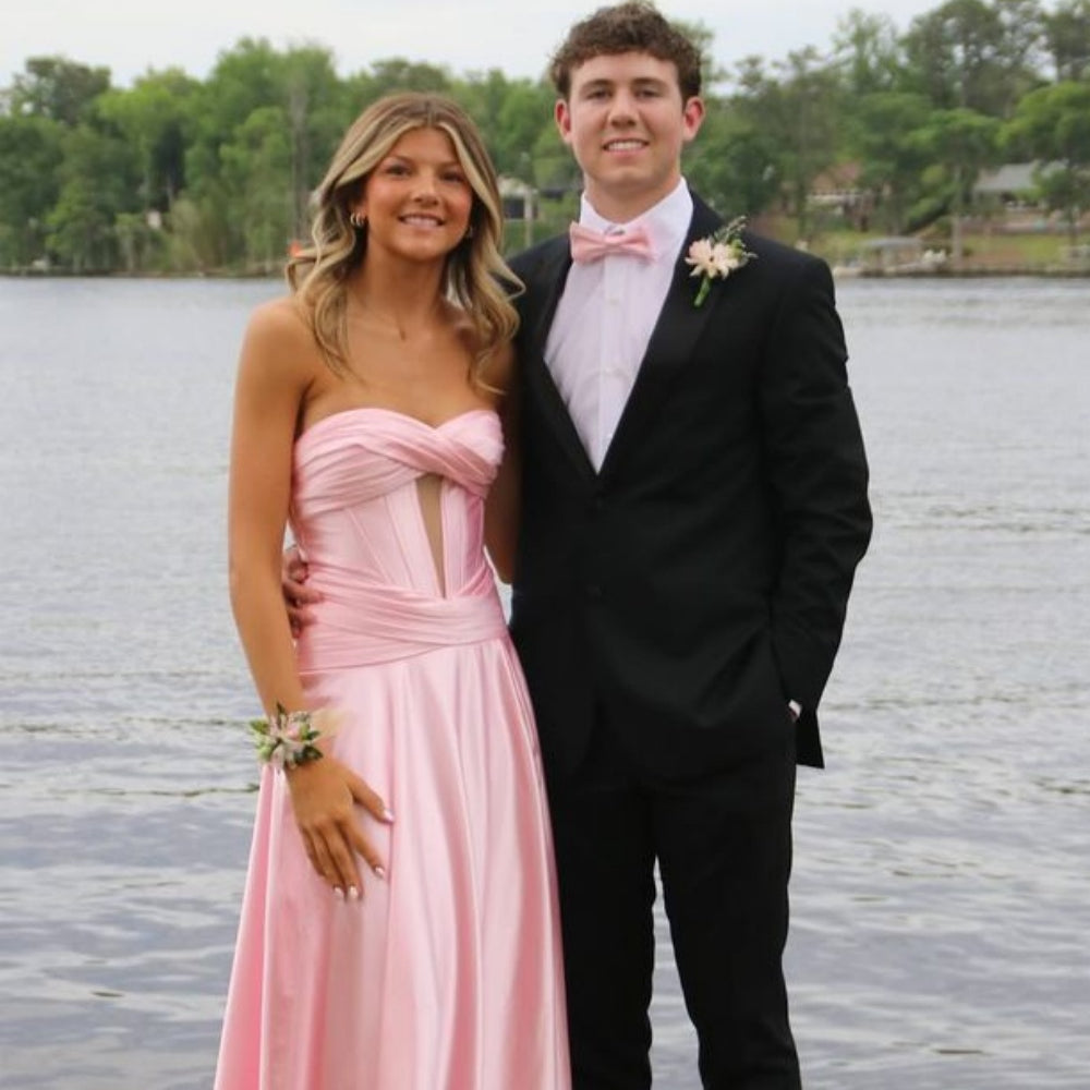 
                      
                        Strapless Royal Blue A-line Long Dress with Slit
                      
                    