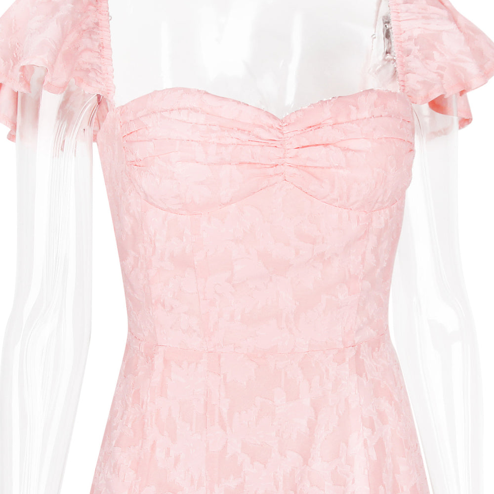 
                      
                        Petal Sleeves Pink A-line Long Dress
                      
                    