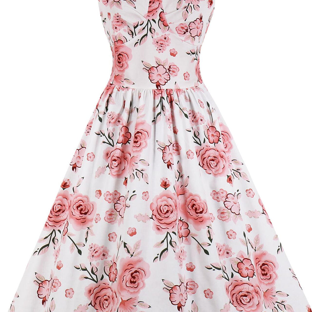 
                      
                        Pink 1950s Floral Print Ruffle Sleeve Swing Dress
                      
                    