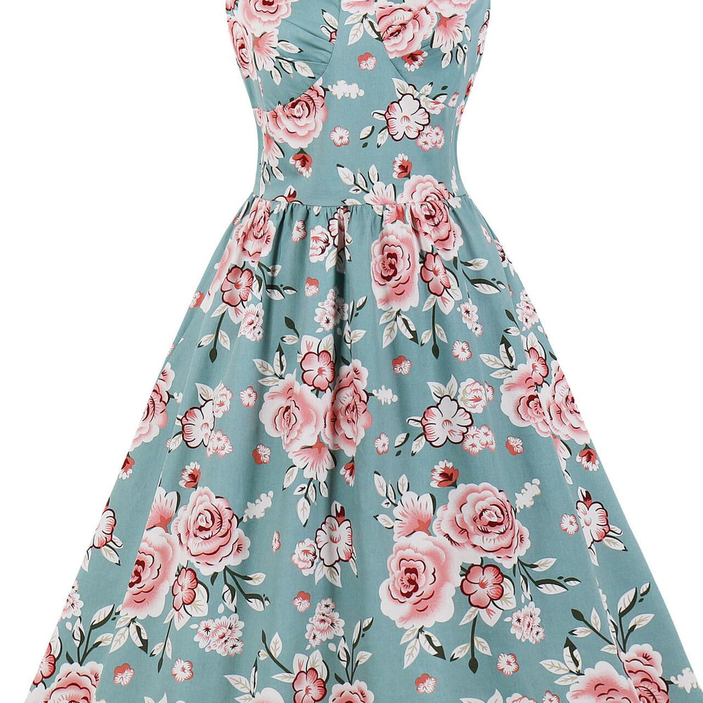 
                      
                        Pink 1950s Floral Print Ruffle Sleeve Swing Dress
                      
                    