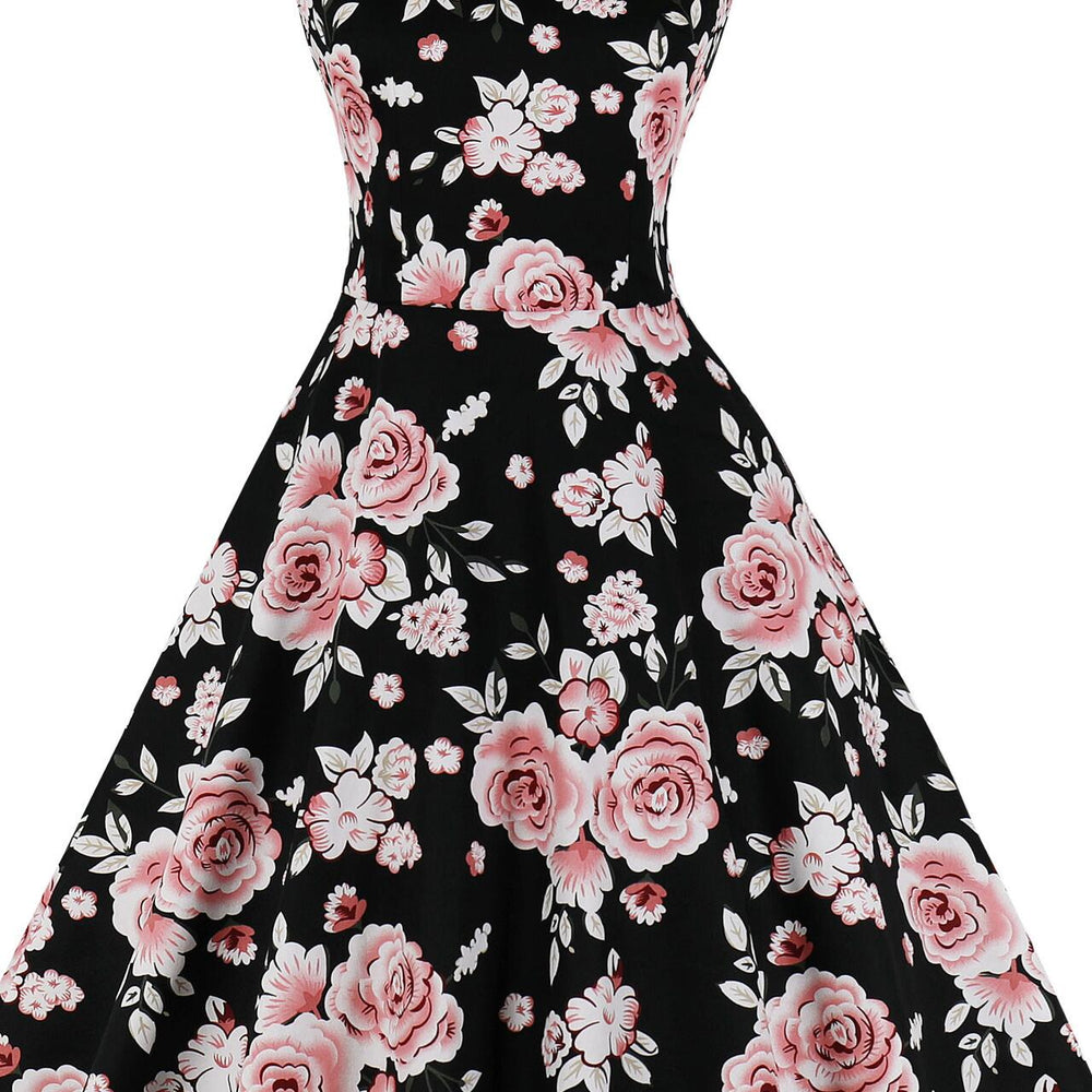 
                      
                        Pink 1950s Floral Print Sleeveless Swing Dress
                      
                    