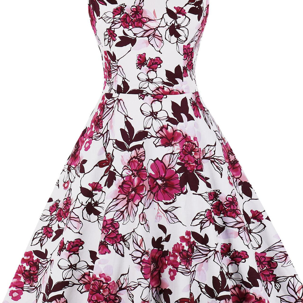 
                      
                        Pink 1950s Floral Print Sleeveless Swing Dress
                      
                    