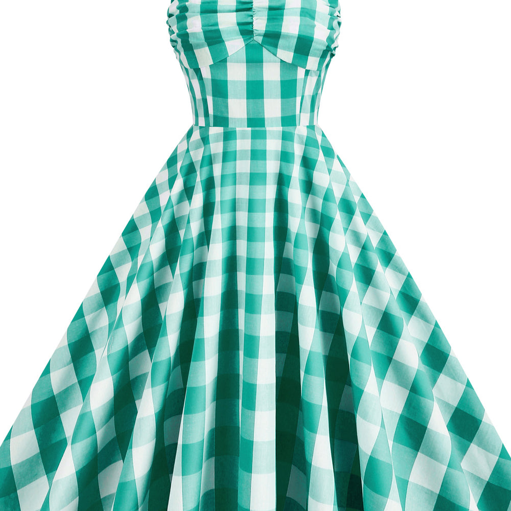 
                      
                        Pink 1950s Plaid Ruched Vintage Swing Dress
                      
                    