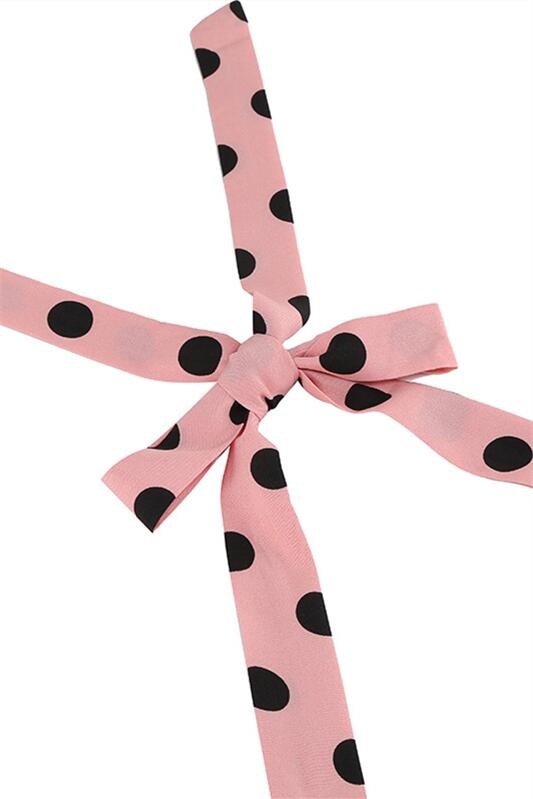 Pink 1950s Polka Dots Belted Halter Vintage Dress