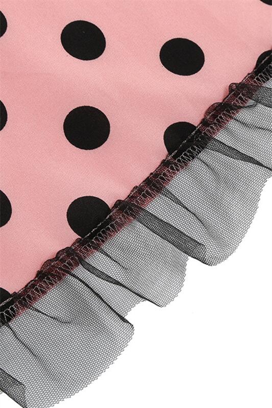 Pink 1950s Polka Dots Belted Halter Vintage Dress