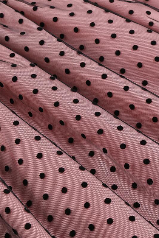 
                      
                        Pink 1950s Polka Dots Mesh Swing Dress
                      
                    