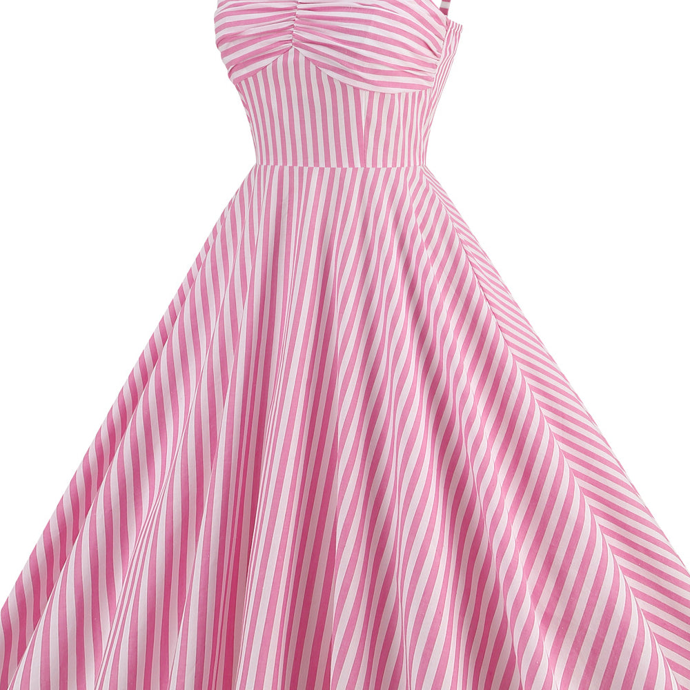 
                      
                        Pink 1950s Striped Ruched Vintage Swing Dress
                      
                    