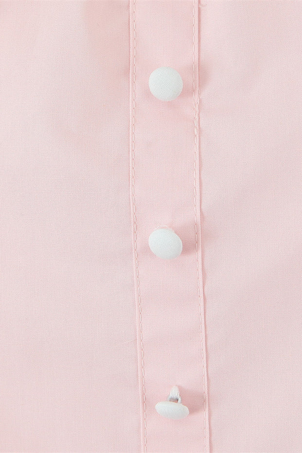Pink Flower Embroidery Ruffled Hem Short Dress