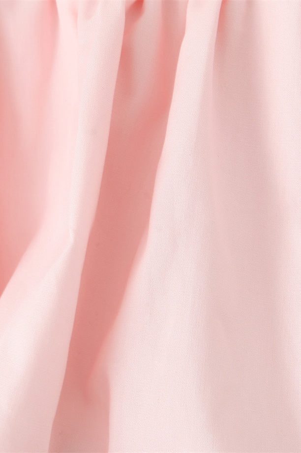 Pink Flower Embroidery Ruffled Hem Short Dress