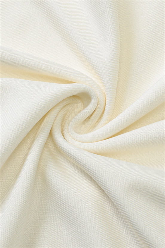 
                      
                        Plunge Neck Light Yellow Side Twist Long Dress
                      
                    