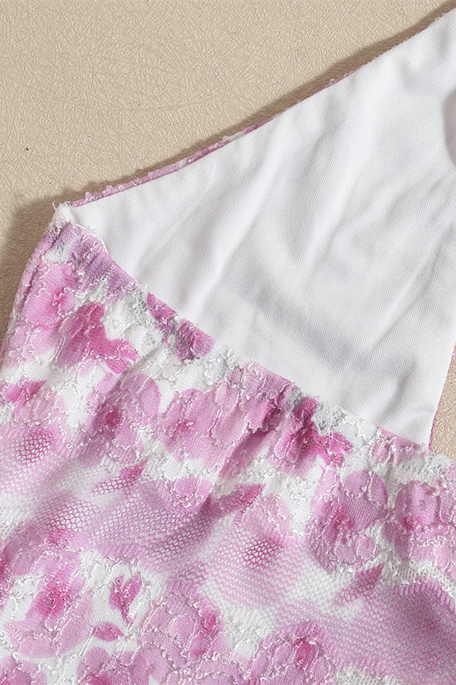 
                      
                        Plunge Neck Pink Floral Print Bodycon Short Dress
                      
                    
