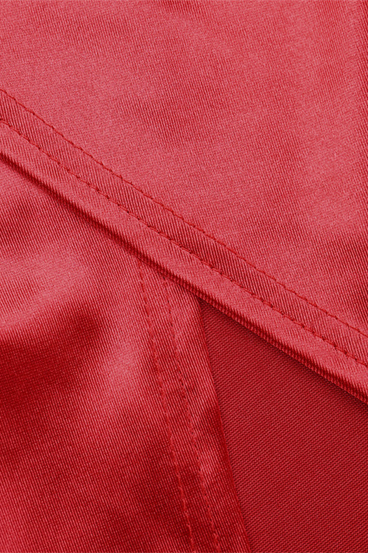 
                      
                        Plunge Neck Red Ruched Long Dress with Slit
                      
                    