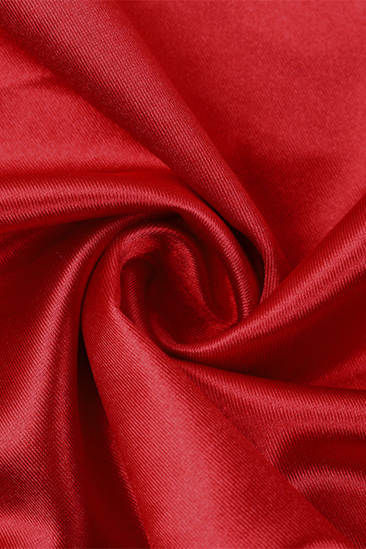 
                      
                        Plunge Neck Red Ruched Long Dress with Slit
                      
                    