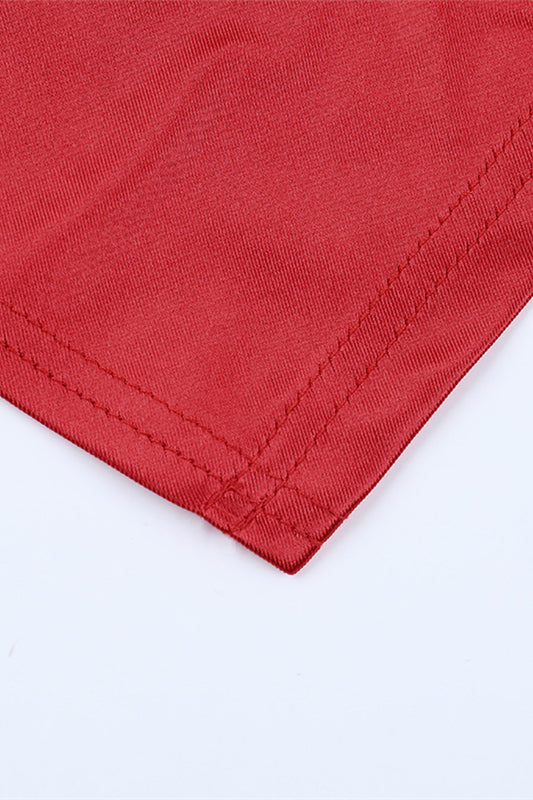 
                      
                        Plunge Neck Red Ruched Long Dress with Slit
                      
                    