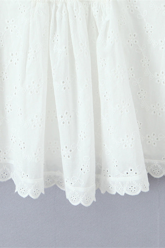 
                      
                        Plunge Neck White Embroidery A-line Short Dress
                      
                    