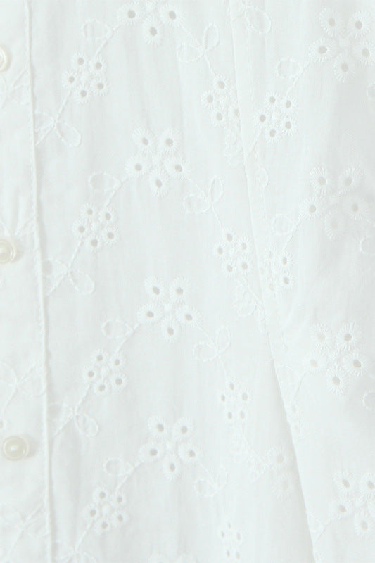 
                      
                        Plunge Neck White Embroidery A-line Short Dress
                      
                    