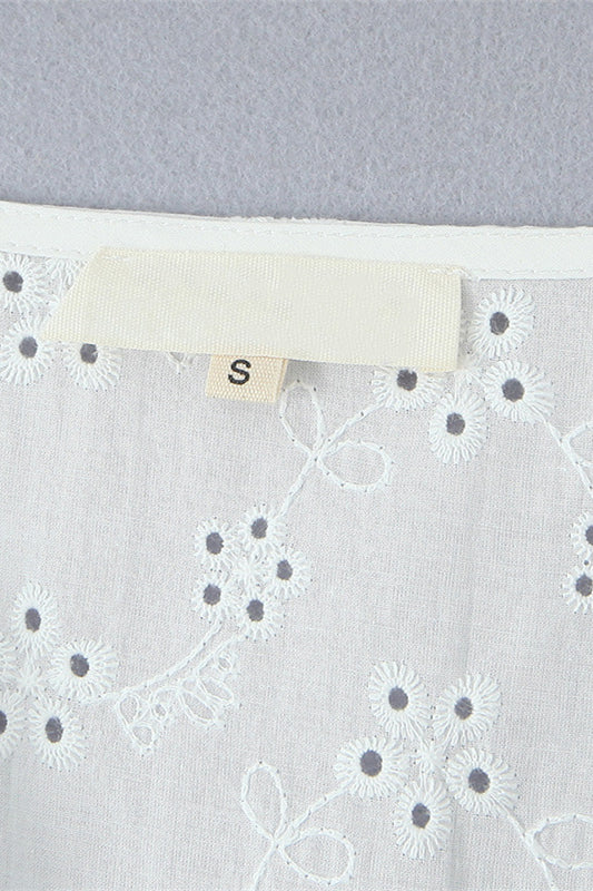 
                      
                        Plunge Neck White Embroidery A-line Short Dress
                      
                    