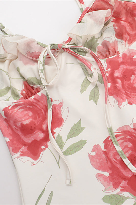 
                      
                        Plunge Neck White Floral Print Sheath Maxi Dress
                      
                    