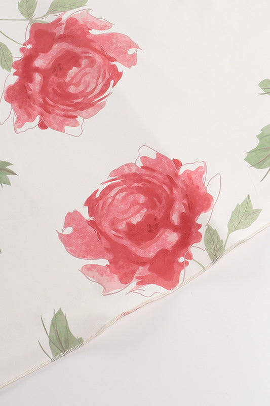 
                      
                        Plunge Neck White Floral Print Sheath Maxi Dress
                      
                    