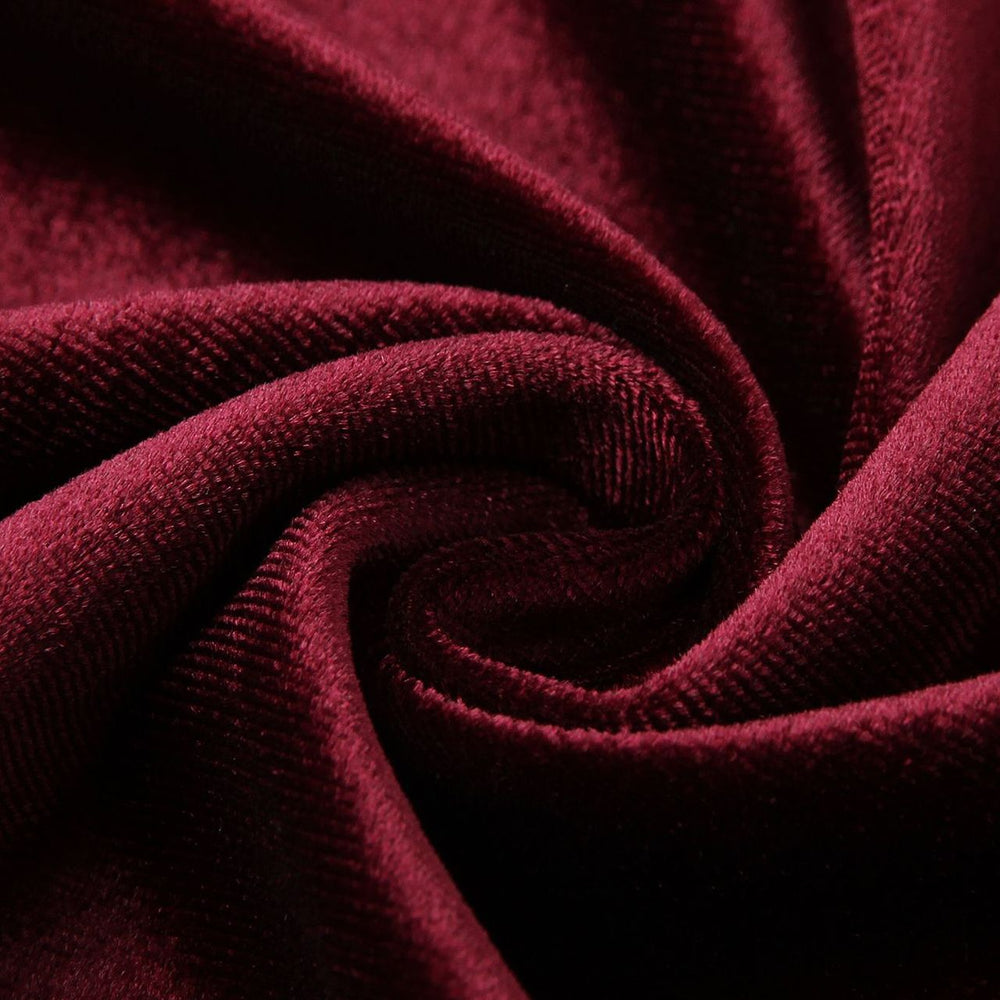 
                      
                        Plunge Neck Wine Red Bow Front Velvet Short Dress
                      
                    