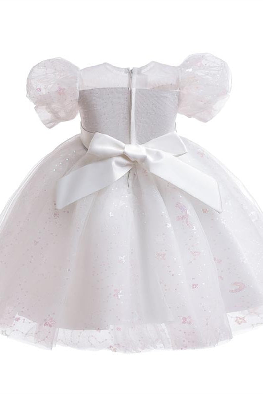 
                      
                        Puff Sleeves Champagne Flower Girl Dress with Sequin
                      
                    