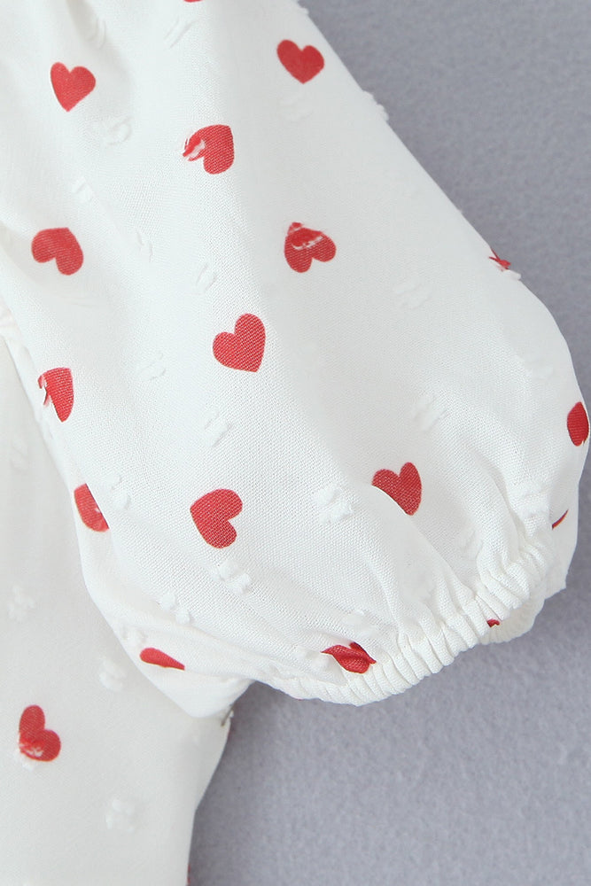 
                      
                        Puff Sleeves White Floral Print A-line Short Dress
                      
                    