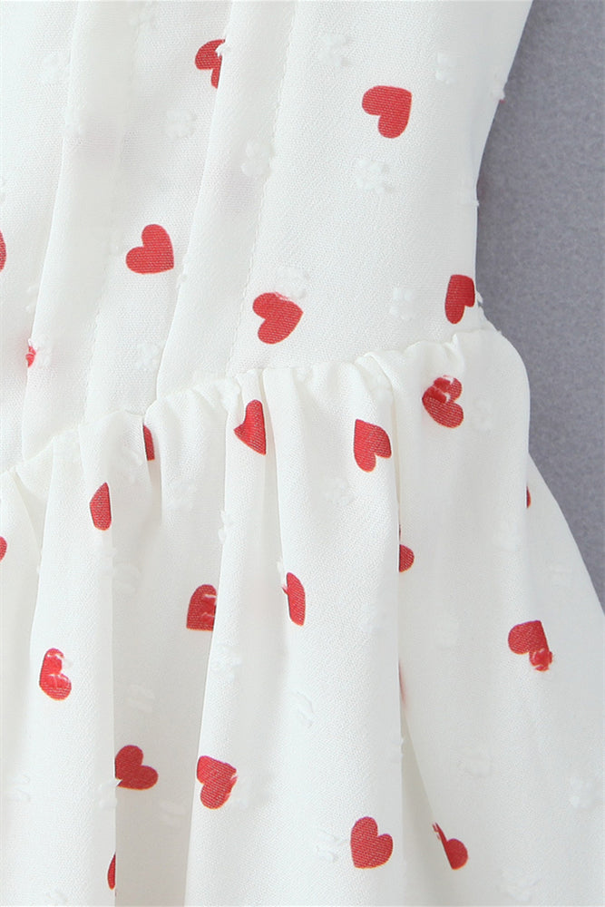 
                      
                        Puff Sleeves White Floral Print A-line Short Dress
                      
                    