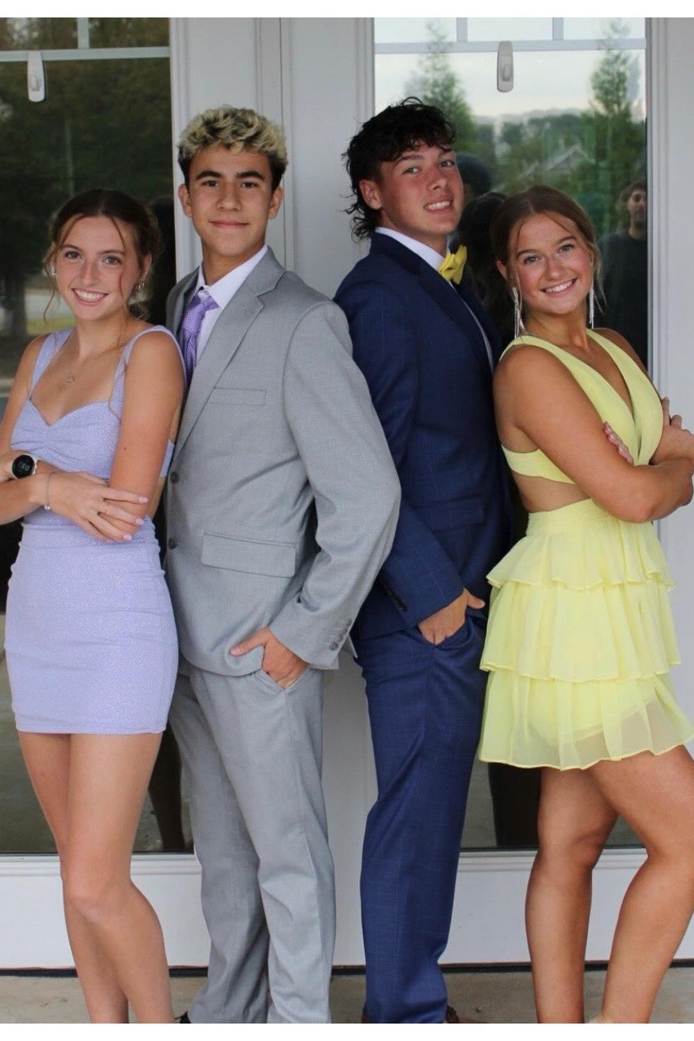 Purple Pleated Tiered Short Dress with Cut-out