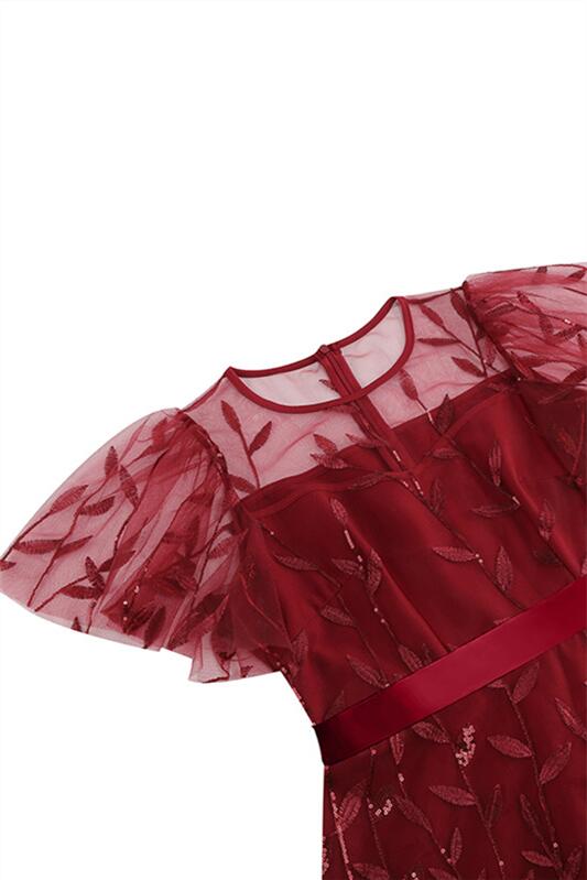 
                      
                        Red 1950s Leaf Mesh Back Tie Vintage Dress
                      
                    