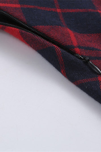 Red 1950s Plaid 3/4 Sleeve Vintage Dress