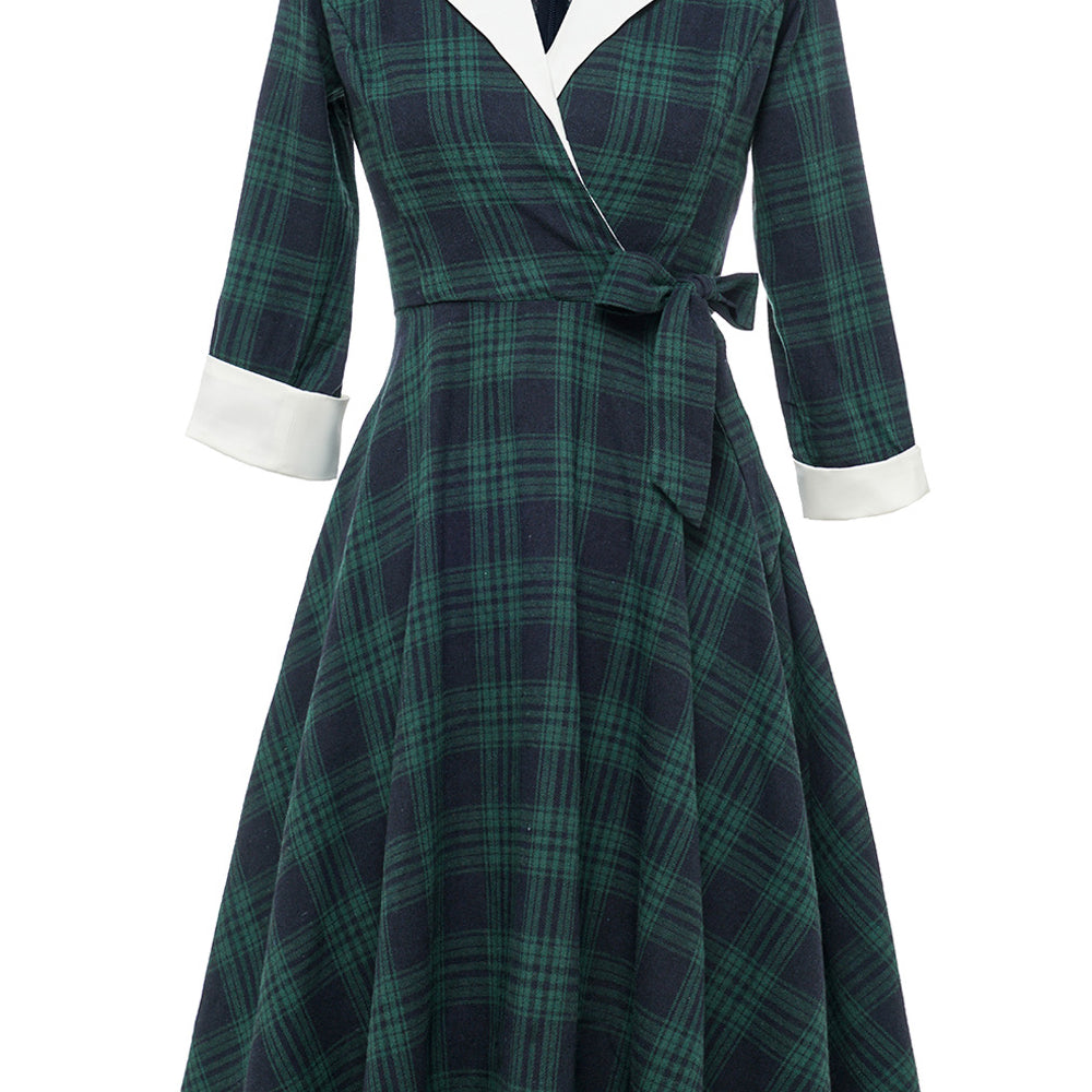 
                      
                        Red 1950s Plaid 3/4 Sleeve Vintage Dress
                      
                    