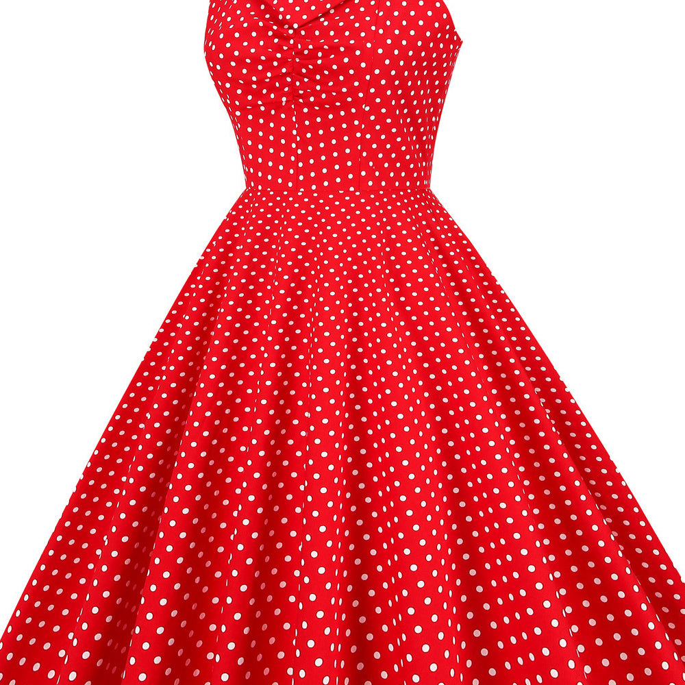 
                      
                        Red 1950s Polka Dots Halter Big Swing Dress
                      
                    