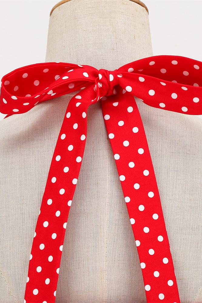 Red 1950s Polka Dots Halter Big Swing Dress PollyBoutique Red 1950s Polka Dots Halter Big Swing Dress PollyBoutique