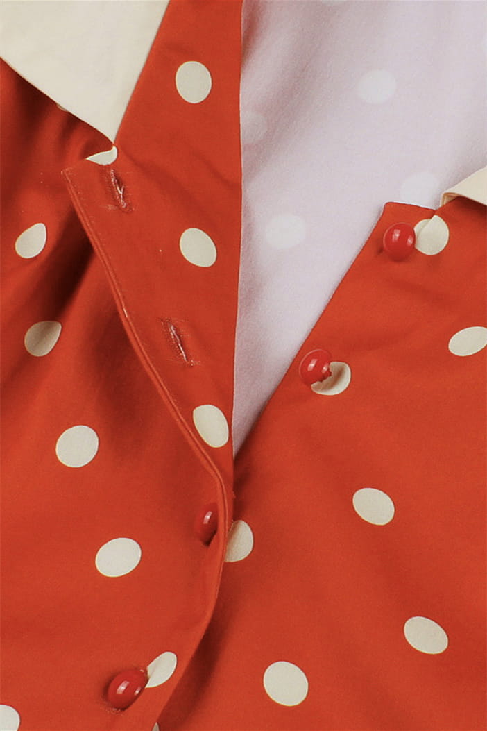 Red 1950s Polka Dots Vintage Dress with Belt