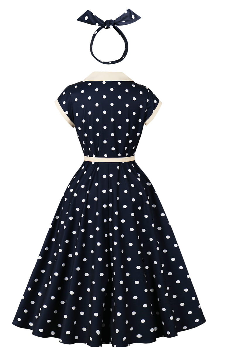 Red 1950s Polka Dots Vintage Dress with Belt