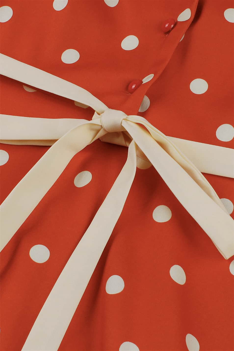 Red 1950s Polka Dots Vintage Dress with Belt