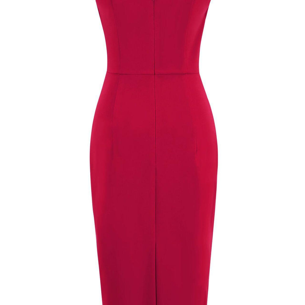 
                      
                        Red 1950s Solid V Neck Bodycon Vintage Dress
                      
                    