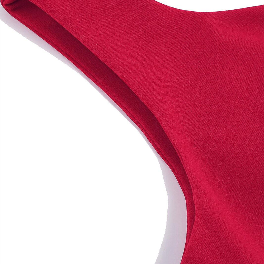 
                      
                        Red 1950s Solid V Neck Bodycon Vintage Dress
                      
                    