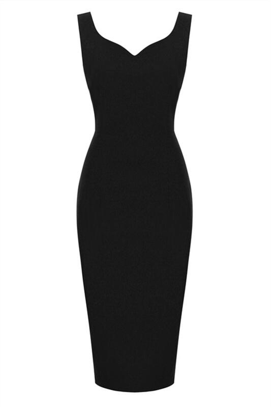 Red 1950s Solid V Neck Bodycon Vintage Dress
