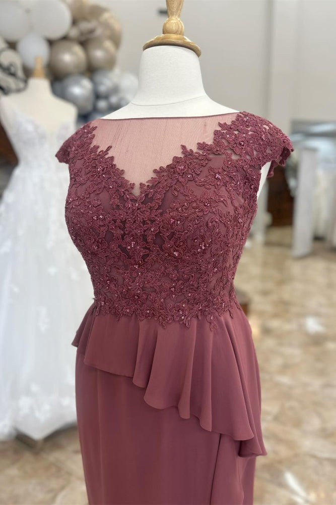 
                      
                        Round Neck Dusty Rose Appliques Mother of Bride Dress
                      
                    