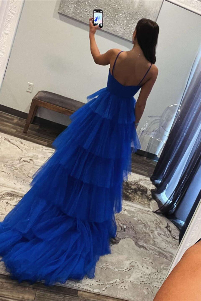 
                      
                        Royal Blue Ruffle Tiered A-line Long Tulle Dress
                      
                    