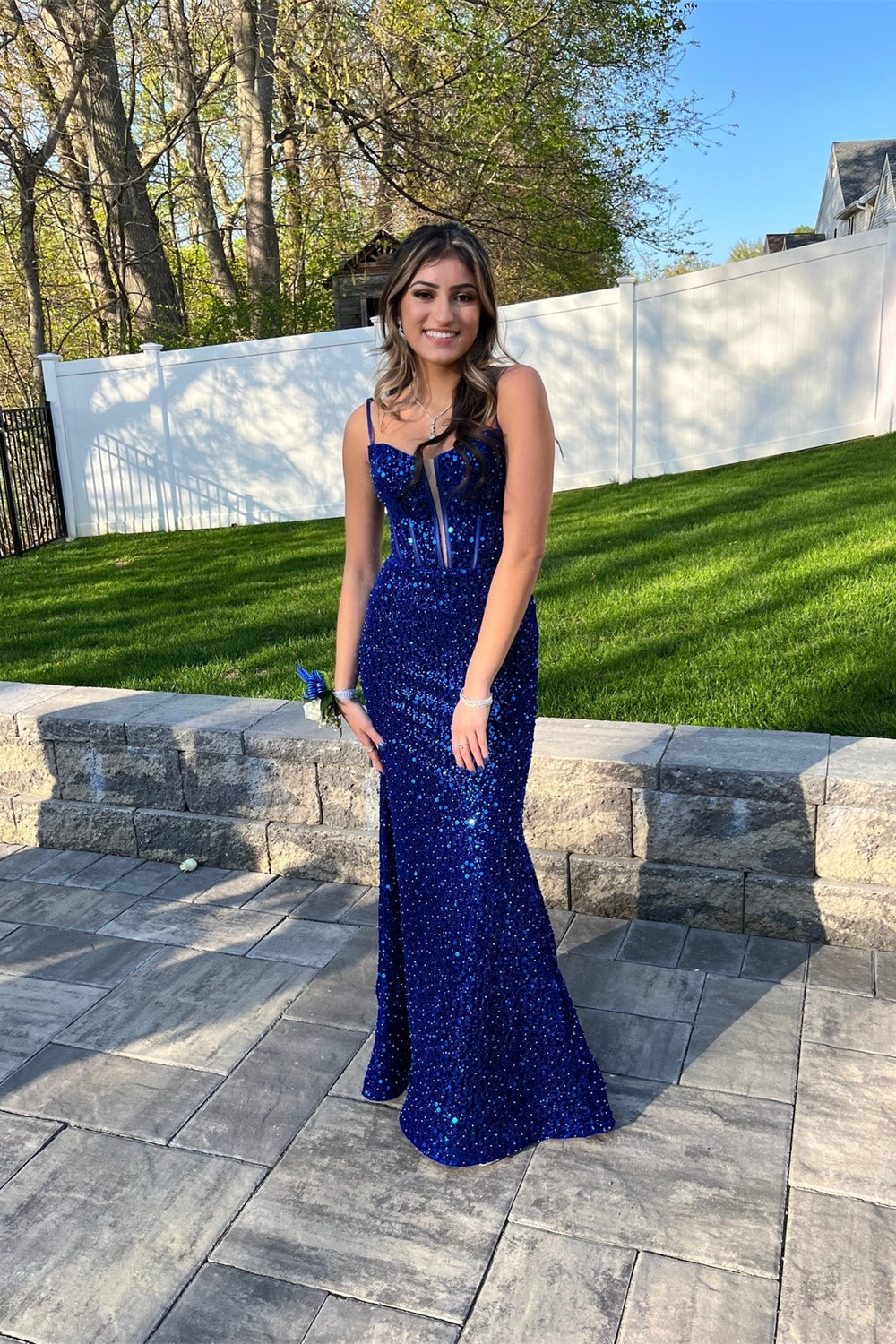 Royal Blue Sequin Mermaid Long Prom Dress