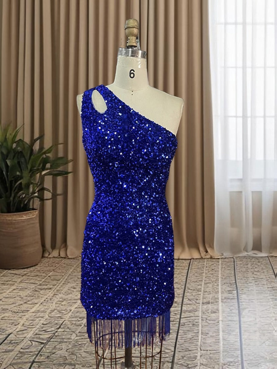 Royal Blue Sequin Tassels Bodycon Short Dress